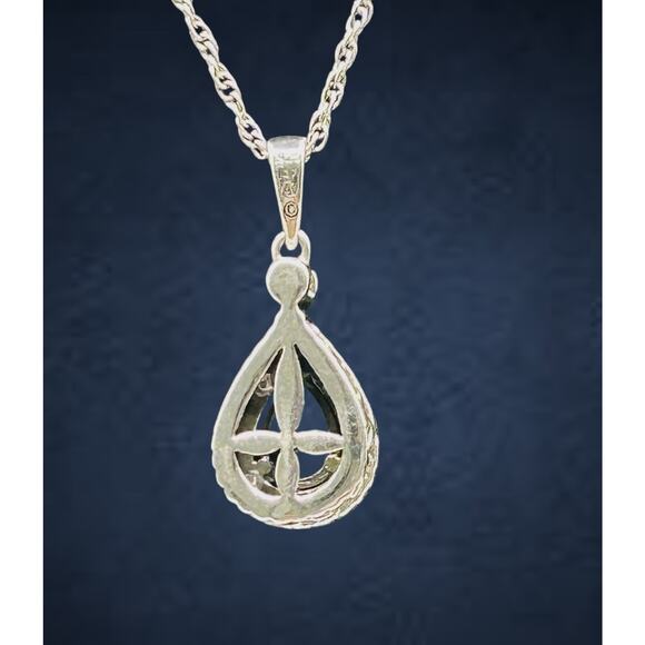 Sterling Silver Pendant Blue Stone 14k Gold Accent 16 Inch Chain Dainty Petite - Picture 4 of 11